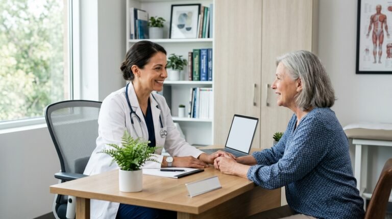 Masasında Hastasına Danışmanlık Veren Kadın Doktor