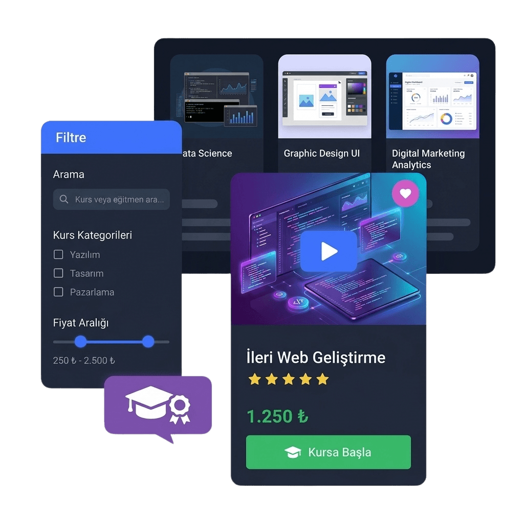 Video Ders ve Sınav Modüllü Online Eğitim LMS Platformu Web Arayüzü - Çözüm Online