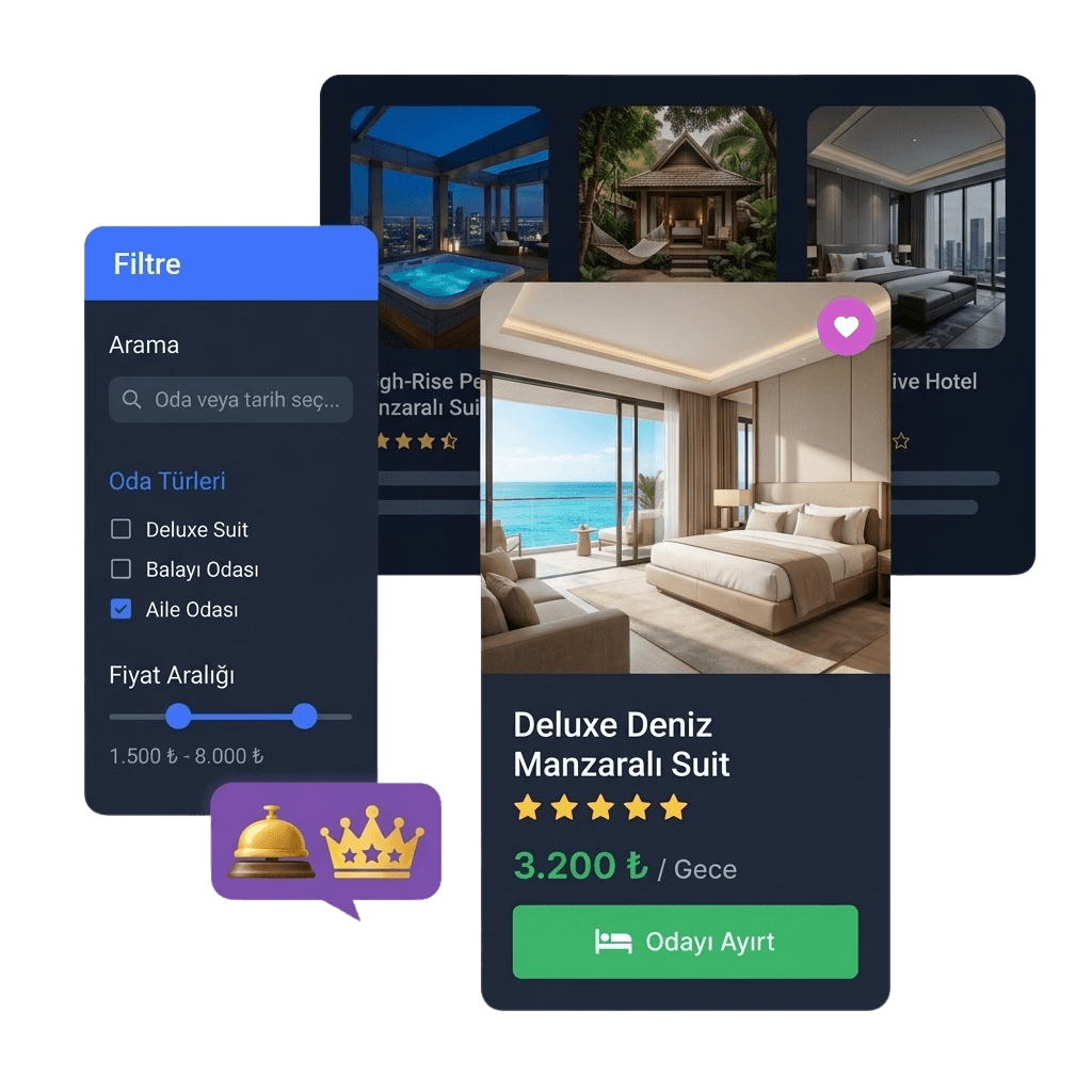 Komisyonsuz Doğrudan Rezervasyon Alan Butik Otel Web Sitesi Arayüzü - Çözüm Online
