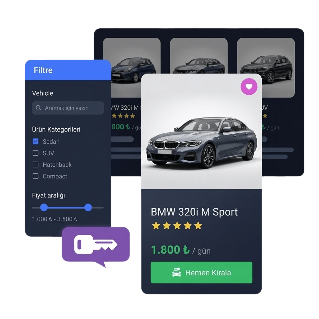 Online Rezervasyon Motorlu Rent a Car Web Sitesi ve Araç Kiralama Sistemi - Çözüm Online
