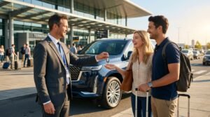 Havalimanı Önünde Araç Anahtarı Teslim Eden Rent a Car Yetkilisi