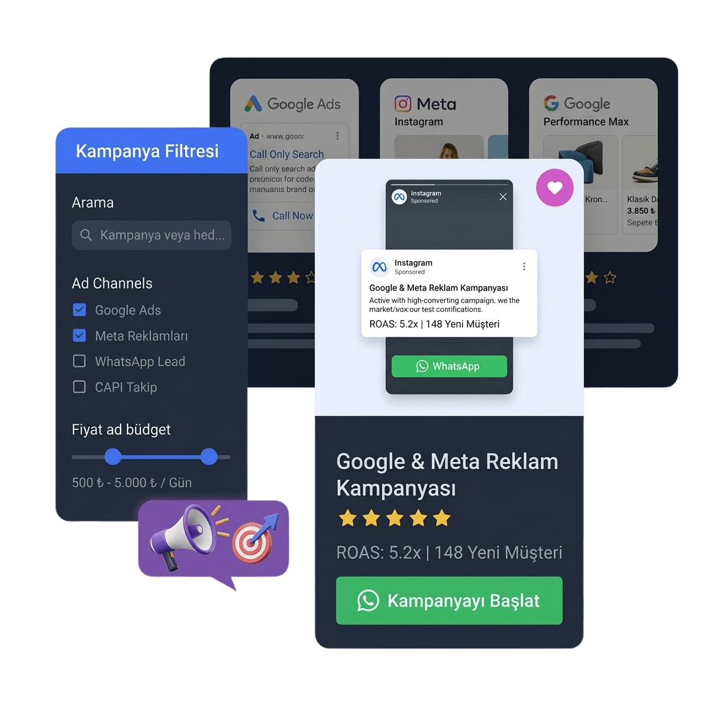 Google Ads ve Meta Performans Reklam Yönetimi Kampanya ve Dönüşüm Paneli - Çözüm Online